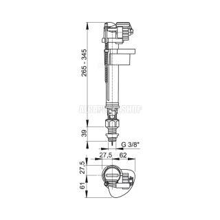 Впускной механизм AlcaPlast с нижней подводкой и металлической резьбой A18-3/8"
